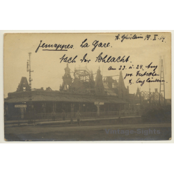 Mons: Jemappes Train Station - After Battle - Occupation WW1 (Vintage RPPC 1914)