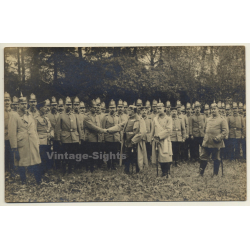 St.Ghislain: Presentation Of Iron Cross 2.Class By Major Schmölder WW1 (Vintage RPPC 1914)
