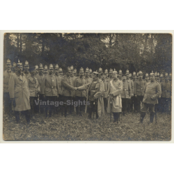 St.Ghislain: Presentation Of Iron Cross 2.Class By Major Schmölder*2 WW1 (Vintage RPPC 1914)