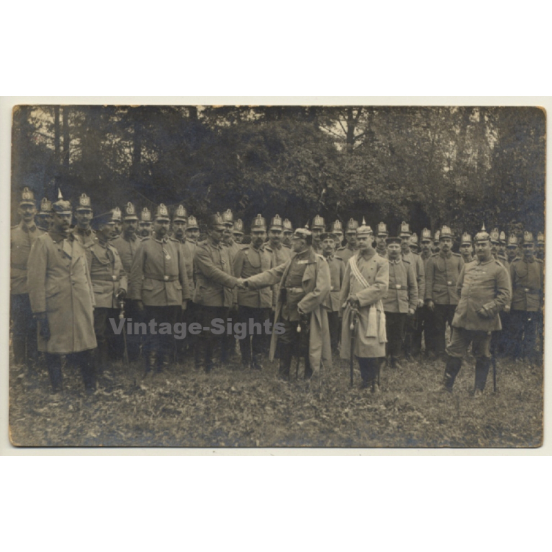 St.Ghislain: Presentation Of Iron Cross 2.Class By Major Schmölder*2 WW1 (Vintage RPPC 1914)