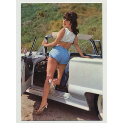 Woman In Hot Pants Enters Ford Thunderbird (Vintage Pin-Up PC 1950s)