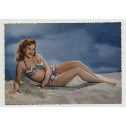 Racy Redhead In 50s Bikini / Long Legs (Vintage Pin-Up PC 1950s)