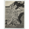 Stunning Beach Girl Kneels In Sand / Bikini (Vintage Pin-Up PC 1950s)