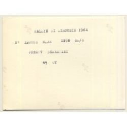 Rallye Du Limousin 1964: N°12 Lotus Elan / Freret - Berardini (Vintage Photo)