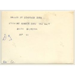 Rallye Du Limousin 1964: N°21 Fiat Abarth 1000 / Rusta - Dupeyron (Vintage Photo)