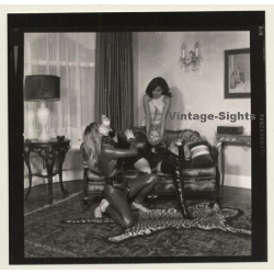 3 Lacquer Ladies In Hot Catfight *9 / Wrestling (Vintage Contact Sheet Photo 1970s)