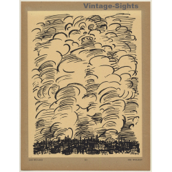 Frans Masereel: Les Nuages / Die Wolken (Vintage Art Print 1947)