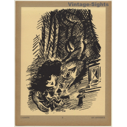 Frans Masereel: L'Absent / Die Abwesende (Vintage Art Print 1947)