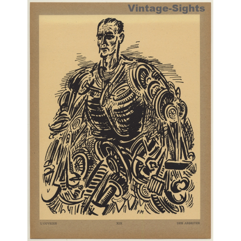 Frans Masereel: L'Ouvrier / Der Arbeiter (Vintage Art Print 1947)