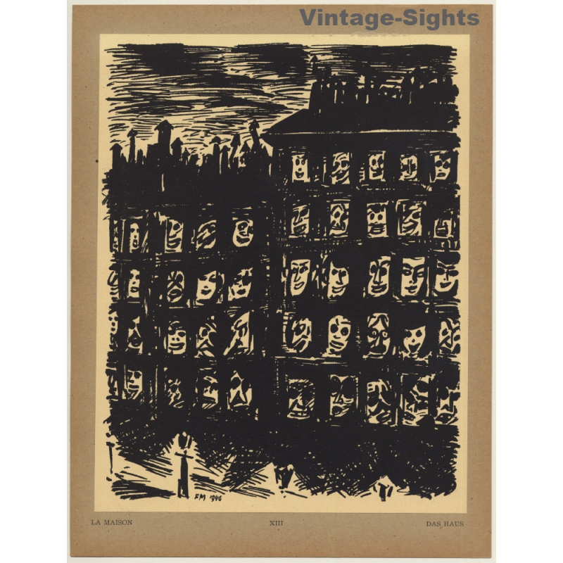 Frans Masereel: La Maison / Das Haus (Vintage Art Print 1947)