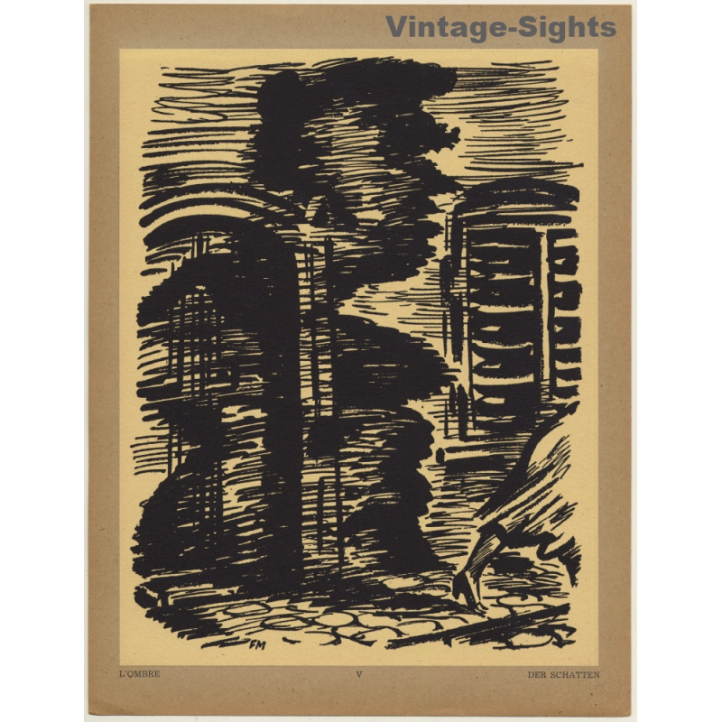 Frans Masereel: L'Ombre / Der Schatten (Vintage Art Print 1947)