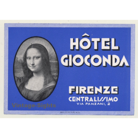 Firenze / Italy: Hotel Gioconda - Mona Lisa (Vintage Luggage Label 1950s/1960s)