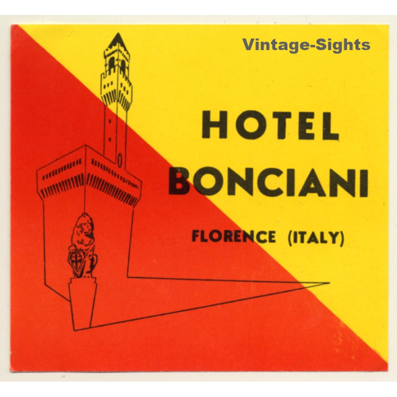 Florence / Italy: Hotel Bonciani (Vintage Luggage Label ~1950s)