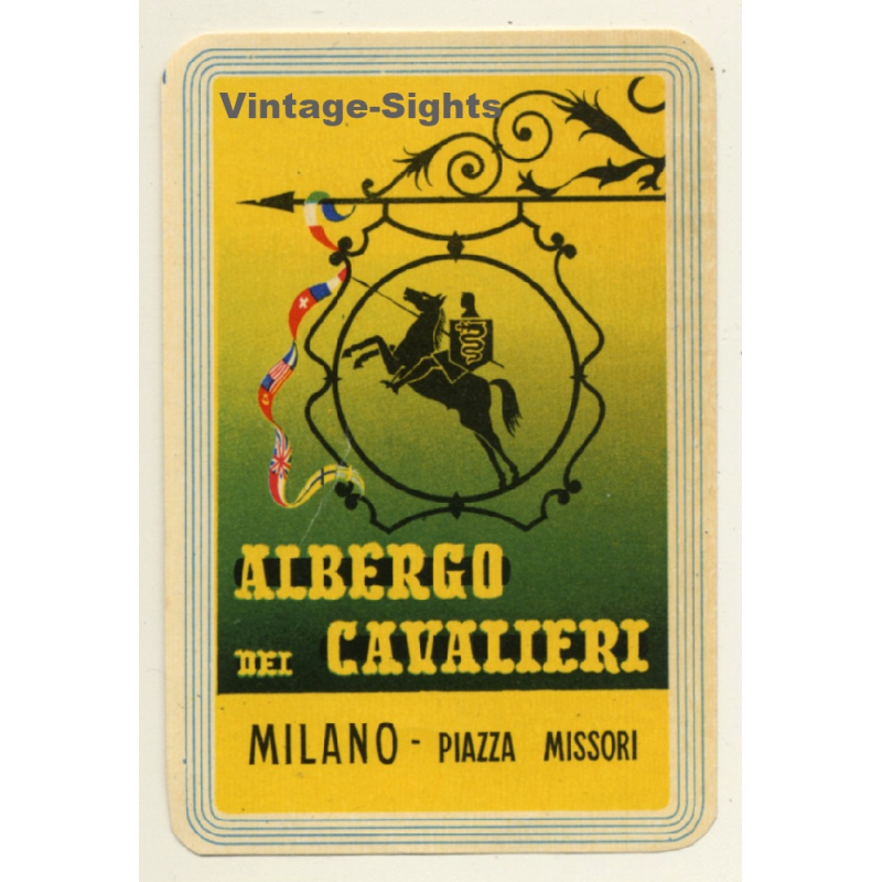 Milano / Italy: Albergo Dei Cavalierie (Vintage Luggage Label ~1950s)