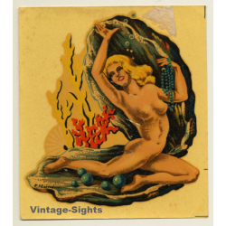 D. Alainé: Nude Pin-Up In Shell (Vintage Waterslide Decals ~1960s)