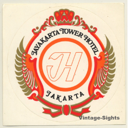 Jakarta / Indonesia: Jayakarta Tower Hotel (Vintage Self Adhesive Luggage Label / Sticker)