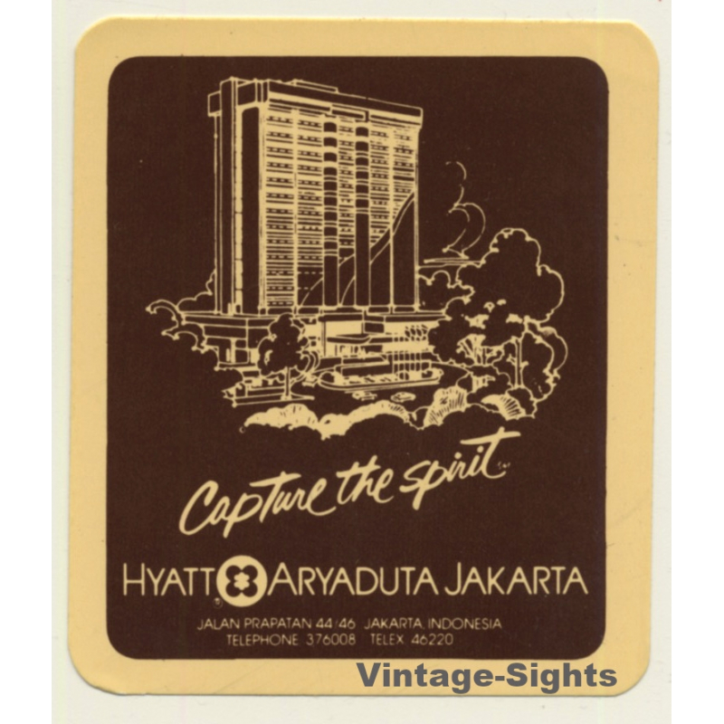 Jakarta / Indonesia: Hyatt Aryaduta Hotel (Vintage Self Adhesive Luggage Label / Sticker)