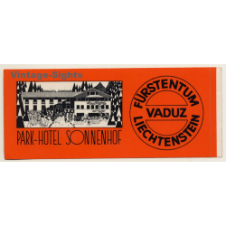 Vaduz / Fürstentum Liechtenstein: Park-Hotel Sonnenhof (Vintage Self Adhesive Luggage Label / Sticker)