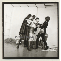 2 Mistresses & Masked Latex Master Tie Semi Nude Maid*1 (Vintage Contact Sheet Photo 1970s)