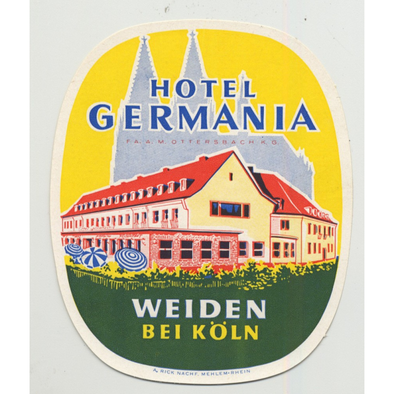 Hotel Germania - Weiden bei Köln / Germany (Vintage Luggage Label)