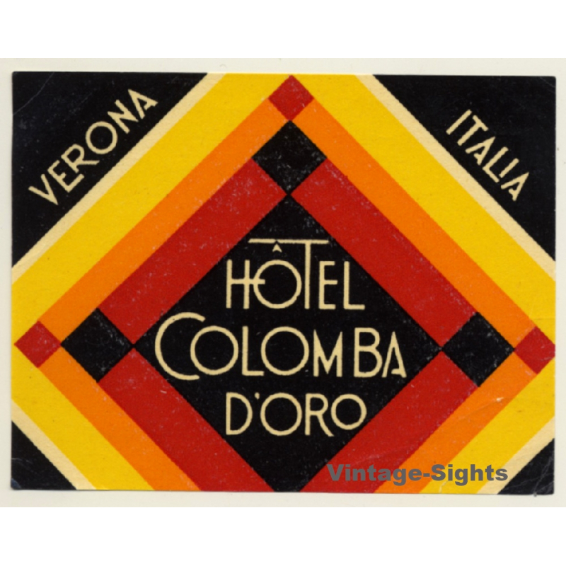 Verona / Italy: Hotel Colomba D'Oro (Vintage Luggage Label ~1930s/1940s)