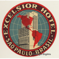 São Paolo / Brazil: Excelsior Hotel (Vintage Luggage Label ~1950s)