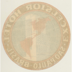 São Paolo / Brazil: Excelsior Hotel (Vintage Luggage Label ~1950s)