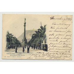 80002 Barcelona - Monumento De Colón / Spain (Vintage PC 1903 Lithograph)