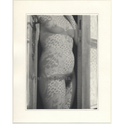 R.Folco: Curtain Patterns On Nude Womans' Body (Vintage Photo France 1970s)