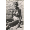 Pretty German Beach Bunny In Bikini / Pin-up (Vintage Photo ~1940s/1950s)