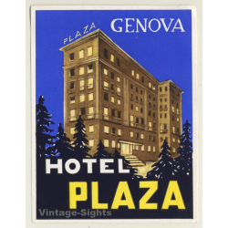 Genova / Italy: Hotel Plaza (Vintage Luggage Label ~1950s)