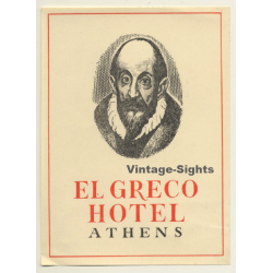 Athens / Greece: El Greco Hotel (Vintage Luggage Label)