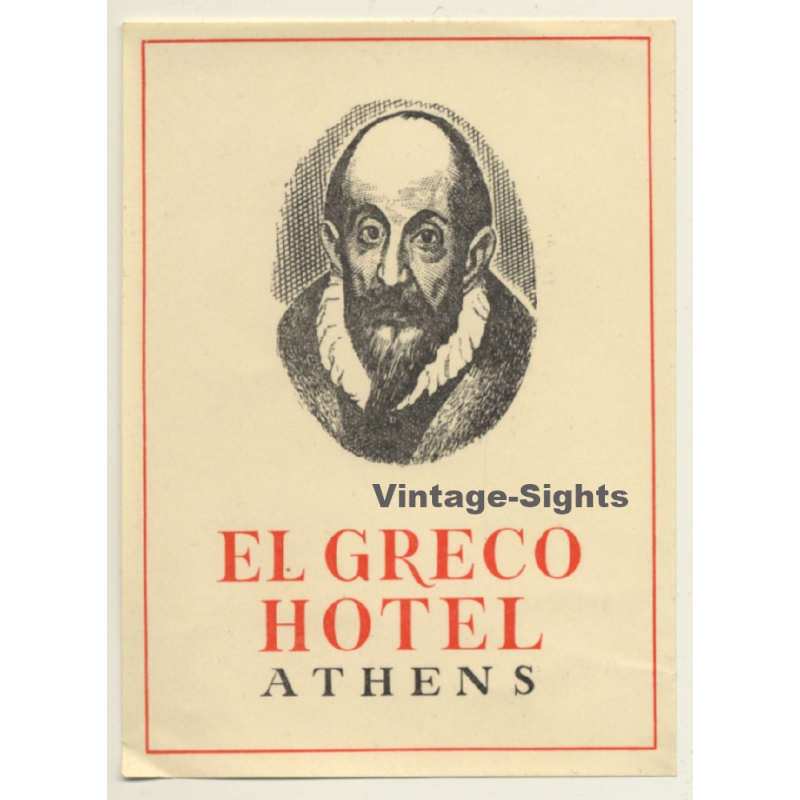 Athens / Greece: El Greco Hotel (Vintage Luggage Label)