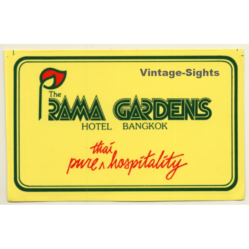 Bangkok / Thailand: The Rama Gardens Hotel (Vintage Self Adhesive Luggage Label / Sticker)