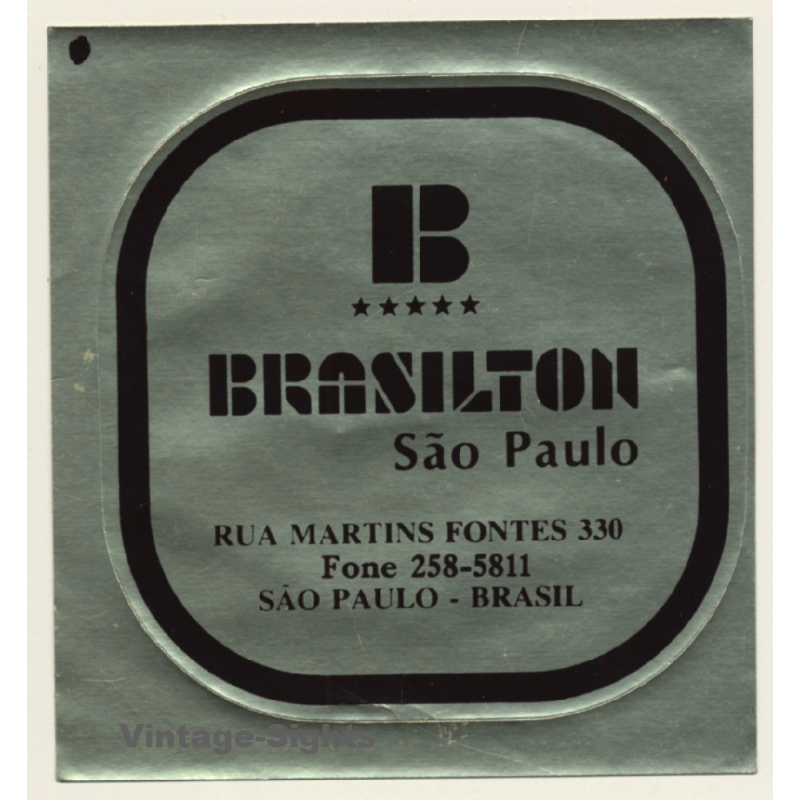 São Paulo / Brazil: Brasilton Hotel (Vintage Self Adhesive Luggage Label / Sticker)