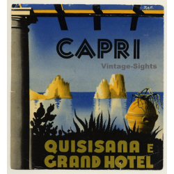Capri / Italy: Quisisana E Grand Hotel Hotel (Vintage Luggage Label ~1950s/1960s)