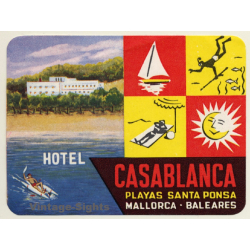 Santa Ponsa - Mallorca / Spain: Hotel Casablanca (Vintage Luggage Label ~1950s/1960s)