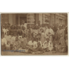 Large Carnival Society In Front Of Café / Monkey - Bruxelles? (Vintage RPPC 1910s/1920s)