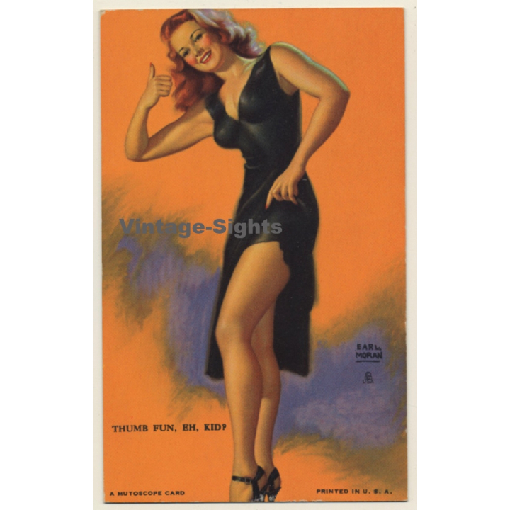 Earl Moran: Thumb Fun, Eh, Kid? / Pin-Up - Risqué (Mutoscope Card PC)