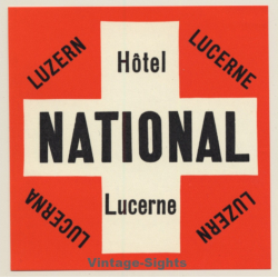 Lucerne / Switzerland: Hotel National Luzern (Vintage Luggage Label)