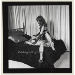 2 Racy Females In Catfight & Bondage Session*7 / Lacquer - BDSM (Vintage Contact Sheet Photo 1970s)
