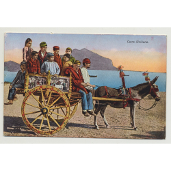 Carro Siciliano / Donkey With Cart (Vintage Postcard)