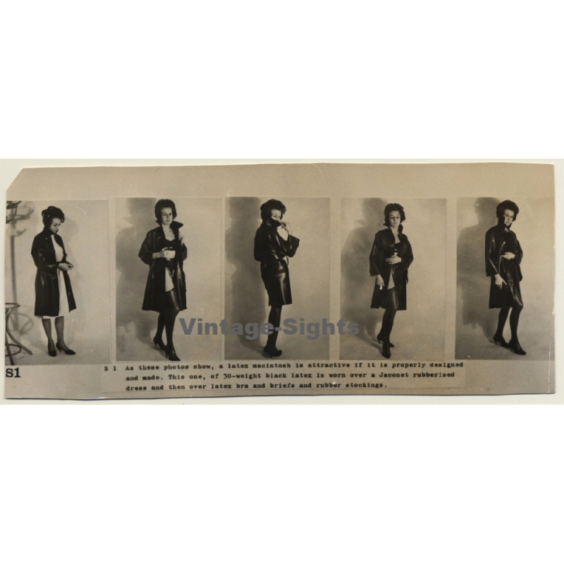 Latex Fashion Photos - Rubber Rain Coat - Fetish / BDSM (Vintage Photos ~1940s/1950s)