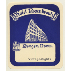 Bergen / Norway: Hotel Rosenkrantz (Vintage Luggage Label)