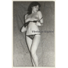 Pretty Brunette Nude Takes Off Bra*2 / Lingerie - Boobs (Vintage Photo GDR ~1980s)
