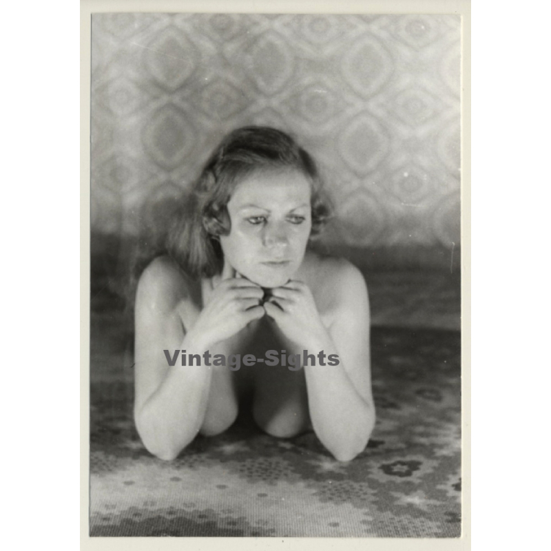 Great Take Of Pensive Nude Woman On Floor (Vintage Photo GDR ~1980s)
