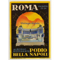 Roma / Italy: Albergo Ristorante Podio Bella Napoli (Vintage Luggage Label)