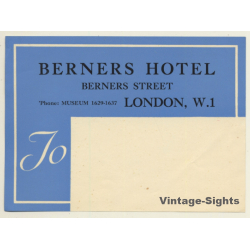 London / UK: Berners Hotel (Vintage Luggage Label)