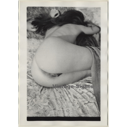 Rear View: Nude Female Rests On Bed / Butt (Vintage French Photo Master ~1980s)