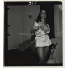 Tantalizing Darkhaired Semi Nude Flashing Boobs*1 (Vintage Contact Sheet Photo 1970s)